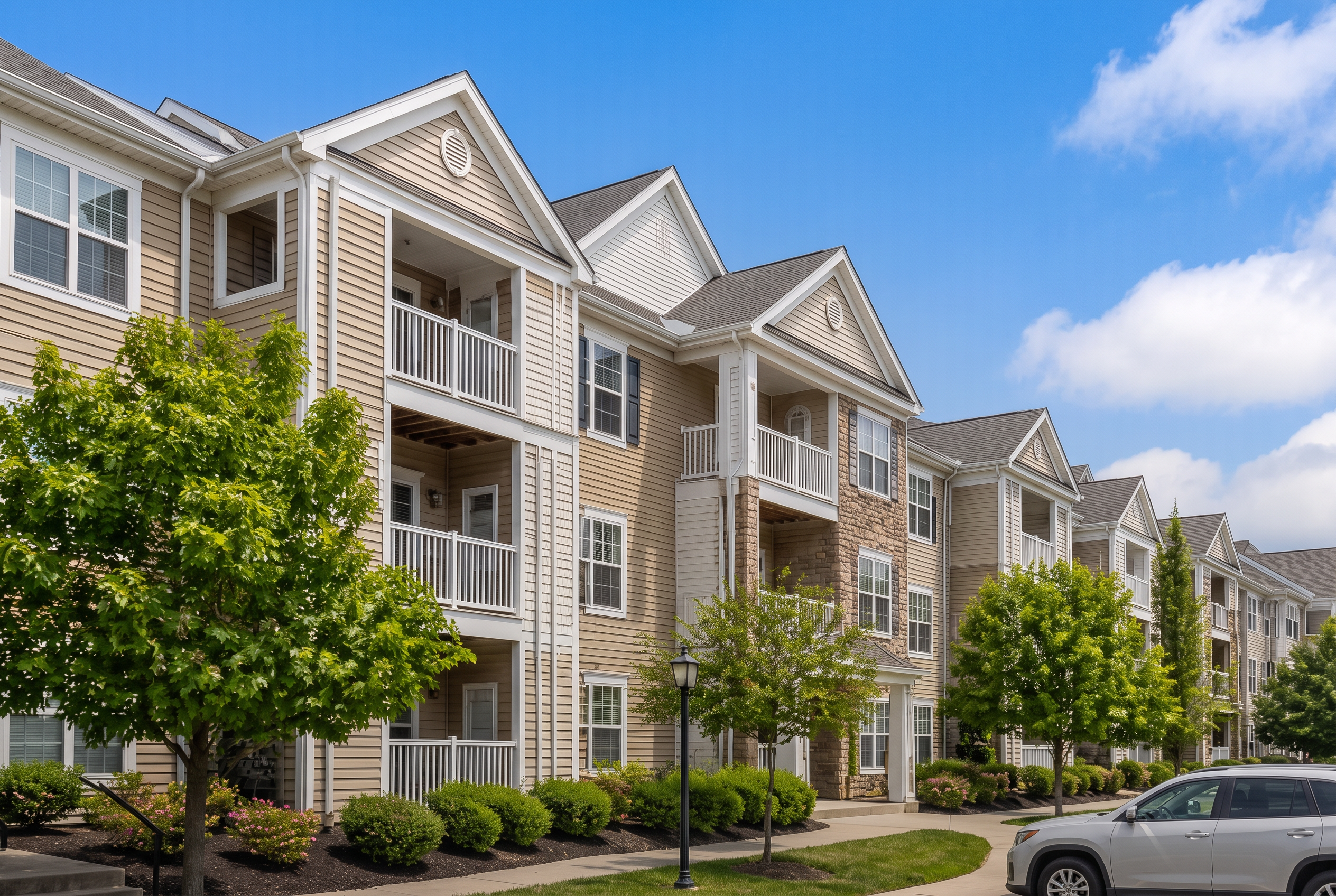 Suburban apartment complex serviced by Haley's Cleaning Service