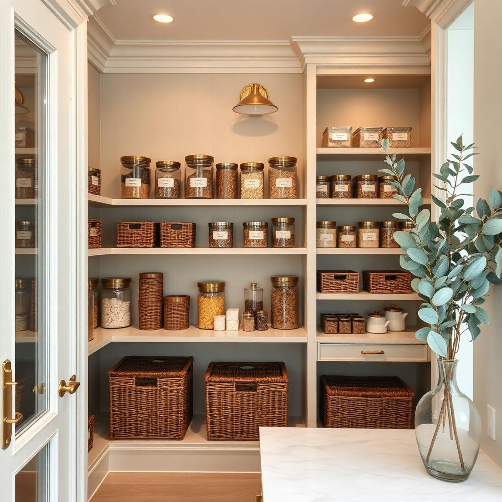 A meticulously organized luxury pantry — a hallmark of Haley's Cleaning home management