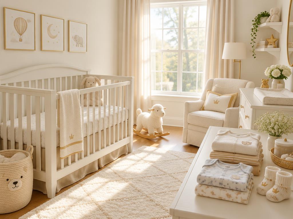 Haley's team member tidying a bright nursery next to a crib